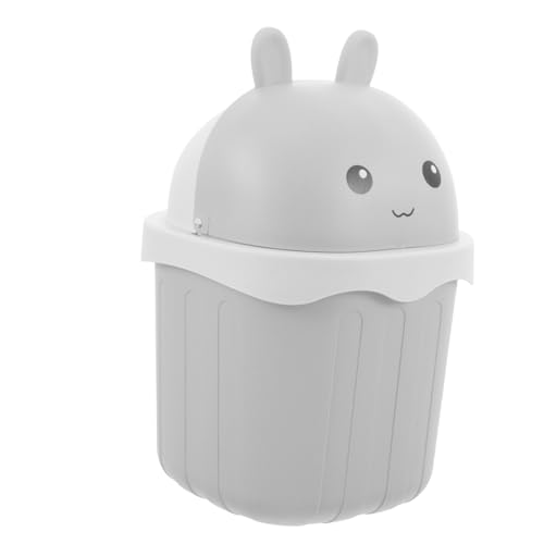 UTHCLO Mini Desktop Mülleimer mit Deckel Cartoon Hase Design Kleiner Tischabfalleimer aus Robustem Geruchsneutral Vielseitig für Büro Wohnzimmer Schlafzimmer Küche Geeignet von UTHCLO