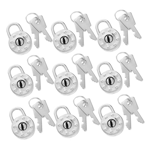 UTHCLO Mini Vorhängeschloss Rund mit Schlüsseln Robustes Zinklegierung und Eisen Sicher für Tagebücher Schmuckschatullen Bastelbedarf Tragbar und Dekorativ Privater Schutz von UTHCLO