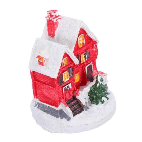 UTHCLO Mini-dorfhaus-weihnachtsdeko Aus Harz Schneehaus-skulptur Für Tisch-Dekoration Mini-landschafts-Ornament Bonsai-Accessoire Weihnachtshausfiguren von UTHCLO