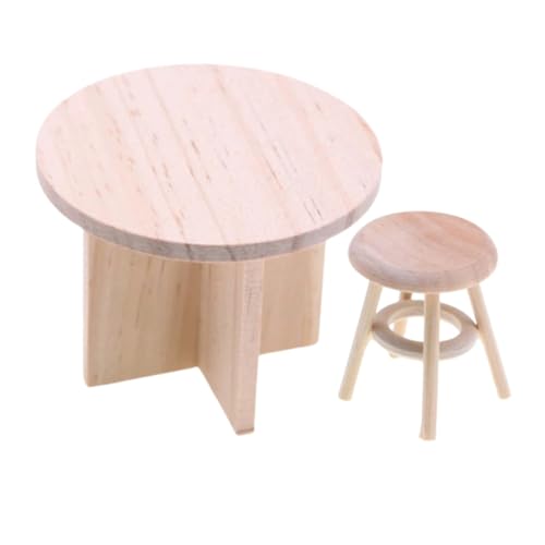 UTHCLO Miniatur Puppenhaus Möbel aus Massivem Holz Runder Tisch und Hocker Platzsparendes Design Robustes Modellmöbel Zubehör Geeignet für Kleine Räume und Puppenhaus Dekoration UTHCLO Miniatur Puppenhaus Möbel aus Massivem Holz Runder Tisch und Hocker Platzsparendes Design Robustes Modellmöbel Zubehör Geeignet für Kleine Räume und Puppenhaus Dekoration von UTHCLO
