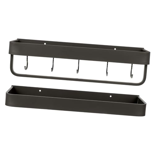 UTHCLO Multifunktionales mit Haken und Stange Platzsparendes Bad Küchenregal Große Ablagefläche Stabile Wandmontage Modernes Gunmetal Design von UTHCLO