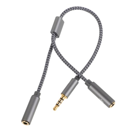 UTHCLO Nylon Ummanteltes audio splitterkabel mit Mikrofon Kupferleitung Stabile Signalübertragung Stecker Kompatibel mit Kopfhörern und Lautsprechern Grau UTHCLO Nylon Ummanteltes audio splitterkabel mit Mikrofon Kupferleitung Stabile Signalübertragung Stecker Kompatibel mit Kopfhörern und Lautsprechern Grau von UTHCLO