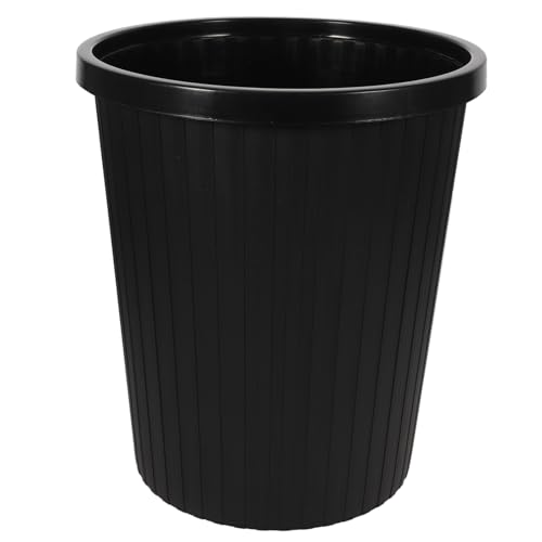 UTHCLO Plastik Mülleimer ohne Deckel mit Natürlicher Holzmaserung Rutschfester Haushalt Abfalleimer mit Abnehmbarem Fixierring Vielseitiger Büro und Zimmer Papierkorb Schwarzer Kleiner von UTHCLO