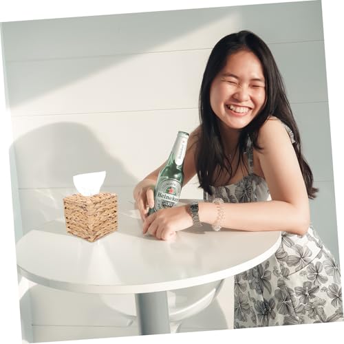 UTHCLO Rattan Handgewebter Taschentuchspender aus Robustem Eisenrahmen Quadratische Serviettenbox für Zuhause und Restaurant Praktische Aufbewahrungsbox für Taschentücher und von UTHCLO