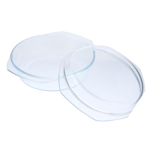 UTHCLO Runde Glasauflaufform mit Deckel Mikrowellen und Spülmaschinenfest Hochwertige Glasware für Langsames Kochen mit Praktischen Griffen für Zuhause von UTHCLO