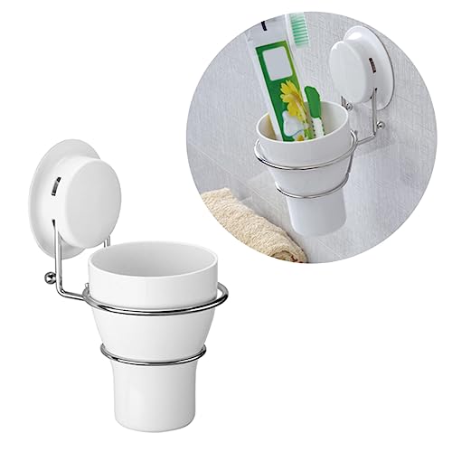 UTHCLO Saugnapf Zahnbürstenhalter Mit Gurgelbecher Wandmontage Kunststoff Badezimmer Zubehör Für Männer Installieren Bpa Frei Und Feuchtigkeitsbeständig von UTHCLO