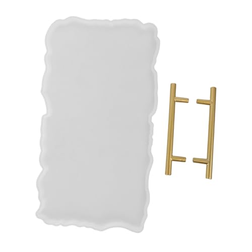 UTHCLO Silikonform für Resin Tray mit Metallgriffen Diy Unregelmäßige Tablett Gießform Rutschfest Leicht für Schmuckhalter und Wohnraumdekoration Teiliges von UTHCLO