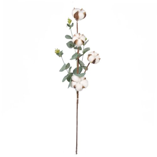 UTHCLO Simulation Baumwollzweig mit Eukalyptusblättern Flexibler Künstlicher Blumenstrauß für Hochzeit Fotorequisiten Rustikale Tischdekoration Natürliche Raumdeko von UTHCLO