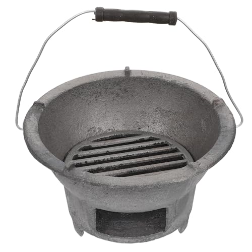UTHCLO Tragbarer Gusseisen Holzkohlegrill Bbq Grillofen Outdoor Barbecue Stove Kompakt Robust Für Camping Grillen Erwärmen von UTHCLO