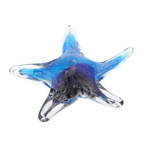 UTHCLO Transparente Glas seestern Deko Kreatives Sternförmiges Glaskunstwerk Feine Tischdekoration Lakeblau Handgefertigtes Küsten Desktop Accessoire für Wohnzimmer und Büro von UTHCLO