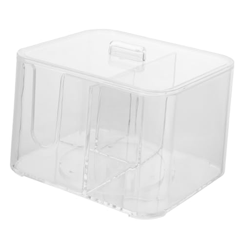 UTHCLO Transparente Schminkaufbewahrungsbox mit Deckel Kompakte Wattepads Wattestäbchenhalter Platzsparender Kosmetikorganizer für Badezimmer und Schminktisch von UTHCLO