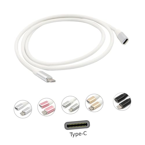 UTHCLO USB C Verlängerungskabel C Männlich Weiblich Kompatibel pro Switch Note für Datenübertragung Aufladung Silberfarben USB von UTHCLO