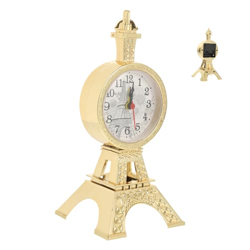 UTHCLO Vintage Tischwecker im Eiffelturm Design Analoger Desktop Alarm für Schlafzimmer und Büro Stilvolle Dekoration Einfache Zeiteinstellung Geräuscharm Goldfarbene Ausführung von UTHCLO