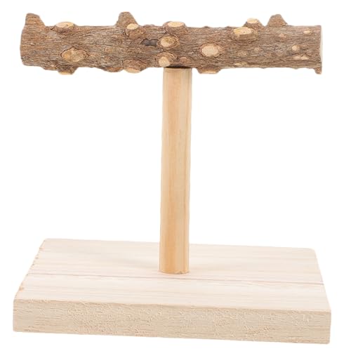 UTHCLO Vogel Trainingssitzstange aus Holz mit Stabilem Standfuß Tragbare Tischplattform für Wellensittiche und Papageien Interaktives Spiel Kauspielzeug zur Beschäftigung und Pflege von UTHCLO