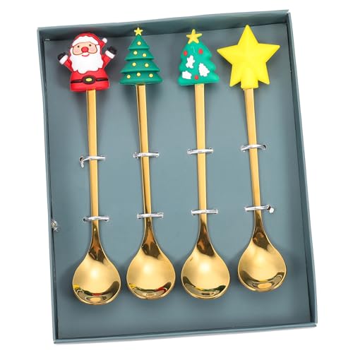 UTHCLO Weihnachtliches Teiliges Dessertlöffel aus Edelstahl Ergonomisch Geformte Rührlöffel Leicht und Langlebig für Kaffee Eis Kuchen und Früchte Praktisches für Festtage von UTHCLO