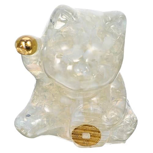 UTHCLO Winkende Glückskatze aus Harz und Natürlichem Kristallstein Stabile Katzenfigur für Garten Büro Schreibtisch Feng Shui Glücksbringer und Dekoratives Sammlerstück UTHCLO Winkende Glückskatze aus Harz und Natürlichem Kristallstein Stabile Katzenfigur für Garten Büro Schreibtisch Feng Shui Glücksbringer und Dekoratives Sammlerstück von UTHCLO
