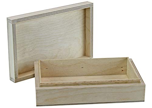 UTI GmbH Holzkiste mit Deckel - (178 x 109 x 49 mm L/B/H Innen) - Kiste - Box - Schatulle - Holzbox - Kästchen - Truhe von UTI GmbH