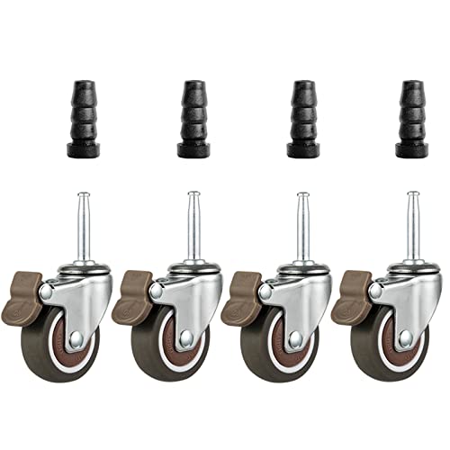 Ersatz-Lenkrollen, 1,5 Zoll leise Lenkrollen mit Bremse, passend for Rohrdurchmesser, Ersatzrollen, Möbelrollen, Trolley, Kinderbett, Küchenregal(4 Swivel With Brakes,14mm) von UTLODY