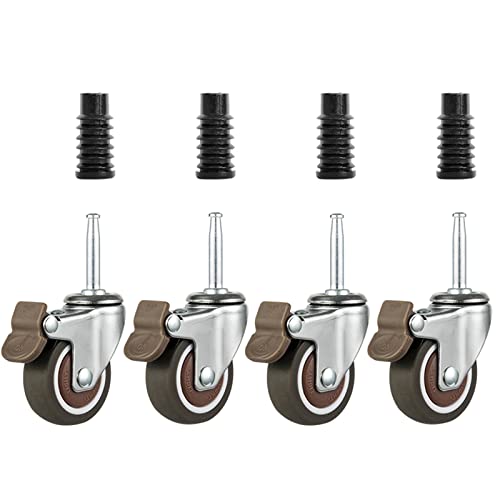 Ersatz-Lenkrollen, 1,5 Zoll leise Lenkrollen mit Bremse, passend for Rohrdurchmesser, Ersatzrollen, Möbelrollen, Trolley, Kinderbett, Küchenregal(4 Swivel With Brakes,16mm) von UTLODY