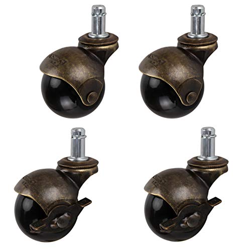 Ersatz-Lenkrollen, 2 Zoll drehbare Kugelrollen mit Kapuze, M11 x 20 mm Griffringschaft, 30 kg Tragfähigkeit, Ersatzrollen for Büromöbel, 4er-Pack(2 Swivel 2 Brakes) von UTLODY