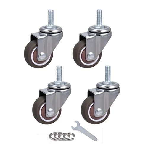 Ersatz-Lenkrollen, 25 mm Regalrollen, Möbel-Lenkrollen aus TPE-Gummi, bewegliche Rollen mit metrischer Größe M8 × 20 Gewindewelle for kleine Regale, Werkbankwagen, 4 Stück(Universal) von UTLODY
