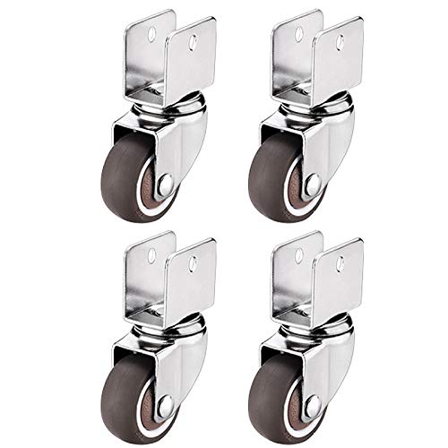 Ersatz-Lenkrollen, 4 Stück 360-Grad-Lenkrollen, Ersatz-Möbelrollen mit U-Halterungsplatte, geräuscharmes Gummirad for Karren, Werkbänke(22mm,4 Pcs without Brake) von UTLODY