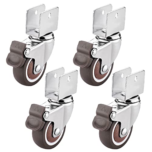 Ersatz-Lenkrollen, 4 x Lenkrollen mit U-förmiger Platte, for Möbelbewegungen, Clip, kaltgewalzte Stahlkugellagerräder, TPE-Gummi, Blumenständer, Tischschrauben(4*brake,22.2mm/0.9in) von UTLODY