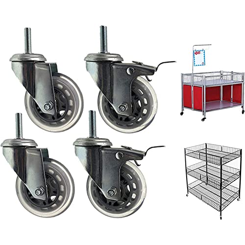 Ersatz-Lenkrollen, 4 x Schwerlast-Lenkrollen, 75 mm Gummiwellenrollen mit Bremse, Bolzen M8 30, M10, M12, Trolley-Möbelräder, 200 kg Tragkraft, geräuscharme Rolle für(2 Braked+2 Swivel,M12*30mm) von UTLODY
