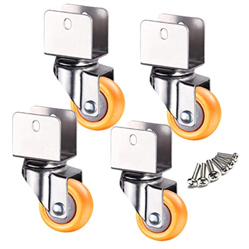 Ersatz-Lenkrollen, 4er-Pack Lenkrollen mit U-Klemme for Möbel, Kinderbetten oder Schränke – Tragkraft 60 kg, Bremse, Nylonmaterial, inkl. Schrauben(4swivel,22mm/0.87in) von UTLODY