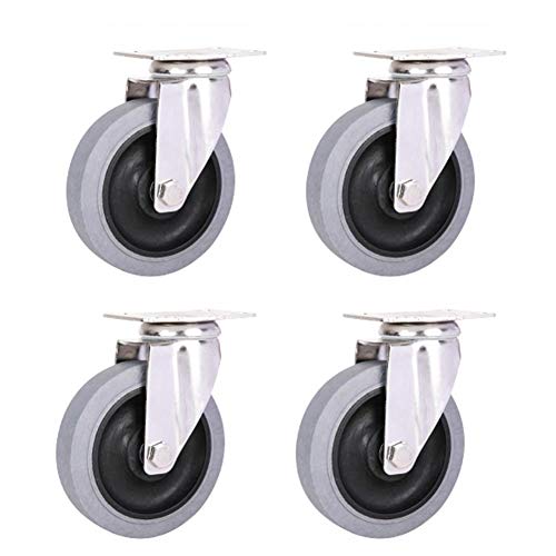 Ersatz-Lenkrollen, 4er Set Möbel-Lenkrollen, Schwerlast-Industrie-Transportrollen mit Bremse, Trolley-Rad, Ersatzrad(4pcs Swivel,125mm/5inch) von UTLODY