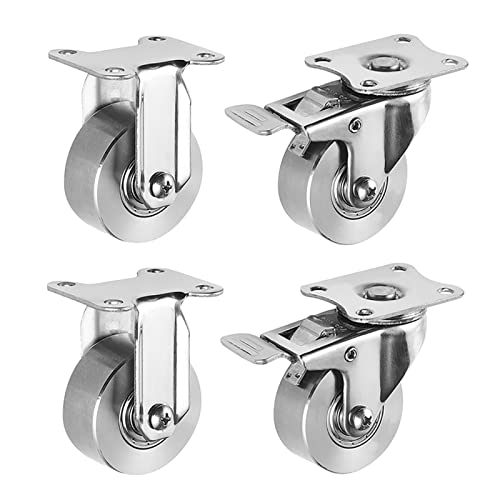 Ersatz-Lenkrollen, 50 mm/2 Zoll Edelstahl-Lenkrollen Richtungsbremsrollen Ersatzmöbel Tragkraft kg/1 Stück for Trolley/Nachttisch/Fußhocker/A(A(2 Pcs) and C(2 Pcs)) von UTLODY
