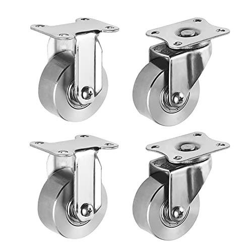 Ersatz-Lenkrollen, 50 mm/2 Zoll Edelstahl-Lenkrollen Richtungsbremsrollen Ersatzmöbel Tragkraft kg/1 Stück for Trolley/Nachttisch/Fußhocker/A(A(2 pcs) and B(2 pcs)) von UTLODY