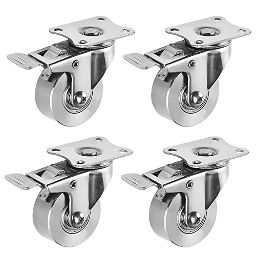 Ersatz-Lenkrollen, 50 mm/2 Zoll Edelstahl-Lenkrollen Richtungsbremsrollen Ersatzmöbel Tragkraft kg/1 Stück for Trolley/Nachttisch/Fußhocker/A(C(4 Pcs)) von UTLODY