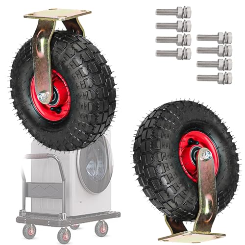 Ersatz-Lenkrollen, 8 10-Zoll-Luftlenkrollen, Hochleistungs-Ersatz-Gummirollen, Lenkrollen, mit Reifenadern, hochelastisch, perfekte Werkzeugkastenräder for Karren(Fixed,20cm/8in) von UTLODY