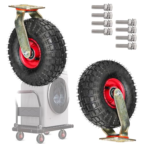 Ersatz-Lenkrollen, 8 10-Zoll-Luftlenkrollen, Hochleistungs-Ersatz-Gummirollen, Lenkrollen, mit Reifenadern, hochelastisch, perfekte Werkzeugkastenräder for Karren(Swivel,20cm/8in) von UTLODY