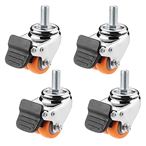 Ersatz-Lenkrollen, Gummi-Doppelrollen, Lenkrollen mit M12-Gewinde, Schaftersatz, robust, leise, tragbar, 4 Bremsen – 1,5 Zoll(4brakes,1.5IN) von UTLODY