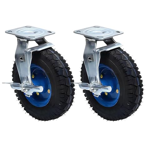 Ersatz-Lenkrollen, Gummi-Trolley-Räder, pneumatische Lenkrolle, feste Lenkrollen mit Bremsen – robuste, stumme Rollen for Möbel(8" Brakes) von UTLODY