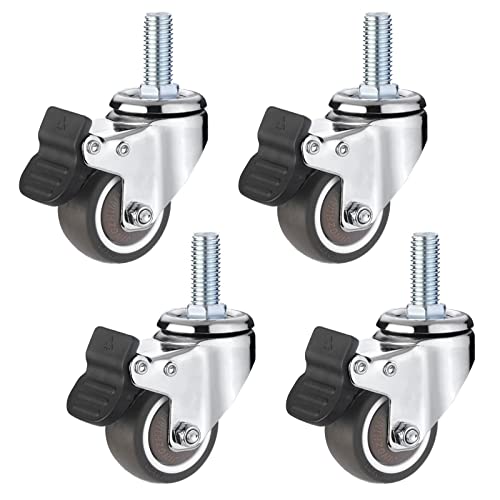 Ersatz-Lenkrollen, Hochleistungs-Möbelrollen, Lenkrollen mit Gewindeschaft und metrischer Größe M12, gummierte Trolley-Bewegung for Einkaufswagen, Industrieausrüstung, 4er-Pack(Brake,Ø50mm) von UTLODY