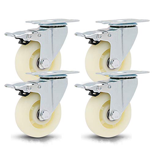 Ersatz-Lenkrollen, Lenkrollen, Schwerlastmöbelrollen, Industrierollen, 360 Grad geräuschlose Schwenkplatten, Ersatzrad for Karren, Werkbankwagen, 4er-Pack, Weiß/Ständer/125 mm(Brake,125Mm) von UTLODY
