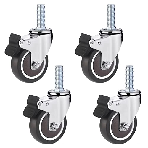 Ersatz-Lenkrollen, Lenkrollen mit Gewindeschaft, Hochleistungs-Trolley aus Gummi for Industrieanlagen und Einkaufswagen, 4er-Pack(Brake,Ø75mm) von UTLODY