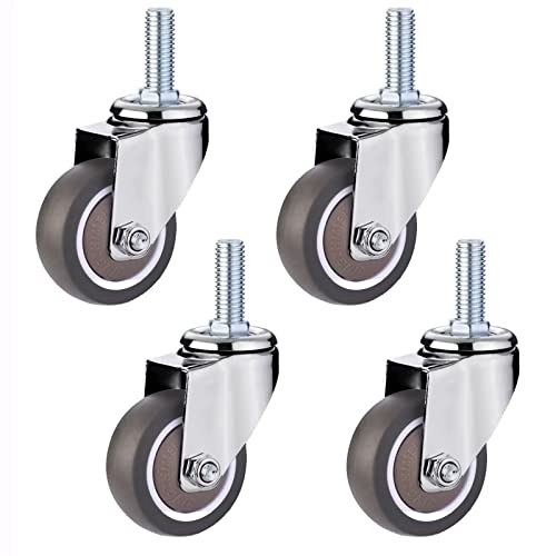 Ersatz-Lenkrollen, Lenkrollen mit Gewindeschaft, Hochleistungs-Trolley aus Gummi for Industrieanlagen und Einkaufswagen, 4er-Pack(Universal,Ø63mm) von UTLODY