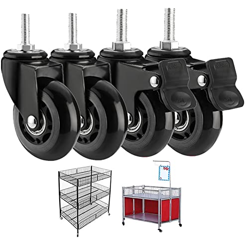 Ersatz-Lenkrollen, Lenkrollen mit Zapfen M8 x 25 mm M10 for Möbel Transporträder Bremsen Ersatz Kinderbetten Trolleys Werkbänke(2 Braked+2 Swivel,M8*25mm) von UTLODY