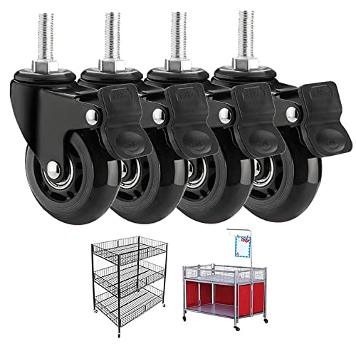 Ersatz-Lenkrollen, Lenkrollen mit Zapfen M8 x 25 mm M10 for Möbel Transporträder Bremsen Ersatz Kinderbetten Trolleys Werkbänke(4 Braked,M8*25mm) von UTLODY