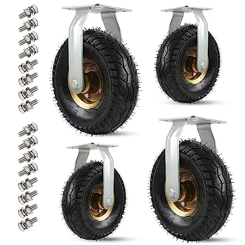 Ersatz-Lenkrollen, Luftbereifte, robuste Lenkrollen for Möbel – verschleißfester Wagen mit Doppellager, dickere Transportrolle, feststehend(Fixed,150mm/6in) von UTLODY
