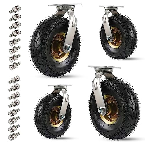 Ersatz-Lenkrollen, Luftbereifte, robuste Lenkrollen for Möbel – verschleißfester Wagen mit Doppellager, dickere Transportrolle, feststehend(Swivel,200mm/8in) von UTLODY