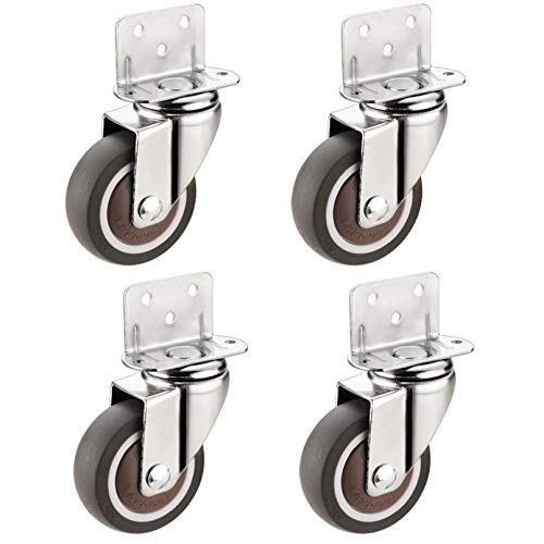 Ersatz-Lenkrollen, Möbelräder mit L-förmiger Halterung, 4 x robuste Lenkrollen, Gummiräder, Bremsrolle inklusive Schrauben(Swivel,32mm) von UTLODY