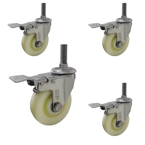 Ersatz-Lenkrollen, Robuste 5-Zoll-Lenkrollen mit Feststellfunktion, Nylon-Lenkrolle M20-Gewindeschaft, 4er-Set rutschfester Bremse for Möbel/Werkbänke(Brake,M20*100) von UTLODY