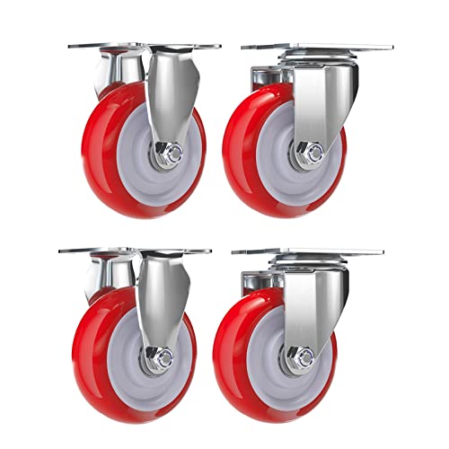 Ersatz-Lenkrollen, Satz mit 4 robusten, leisen Rollen, schwenkbaren und feststellbaren Industrie-Ersatzrollen for Schränke, Ottomanen Bänke(3",2Casters+2Swivel) von UTLODY