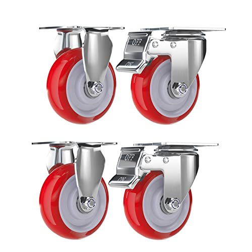 Ersatz-Lenkrollen, Satz mit 4 robusten, leisen Rollen, schwenkbaren und feststellbaren Industrie-Ersatzrollen for Schränke, Ottomanen Bänke(4",2Casters+2Locking) von UTLODY