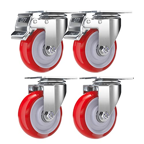 Ersatz-Lenkrollen, Satz mit 4 robusten, leisen Rollen, schwenkbaren und feststellbaren Industrie-Ersatzrollen for Schränke, Ottomanen Bänke(4",2Swivel+2Locking) von UTLODY
